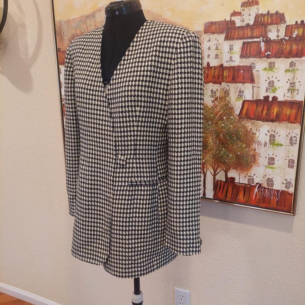 VINTAGE Collector CHRISTIAN DIOR 80s 1 button BLAZER - Geometric Print - 6 - Picture 3 of 11